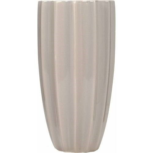 Ribbed Ceramic Vase, Grey