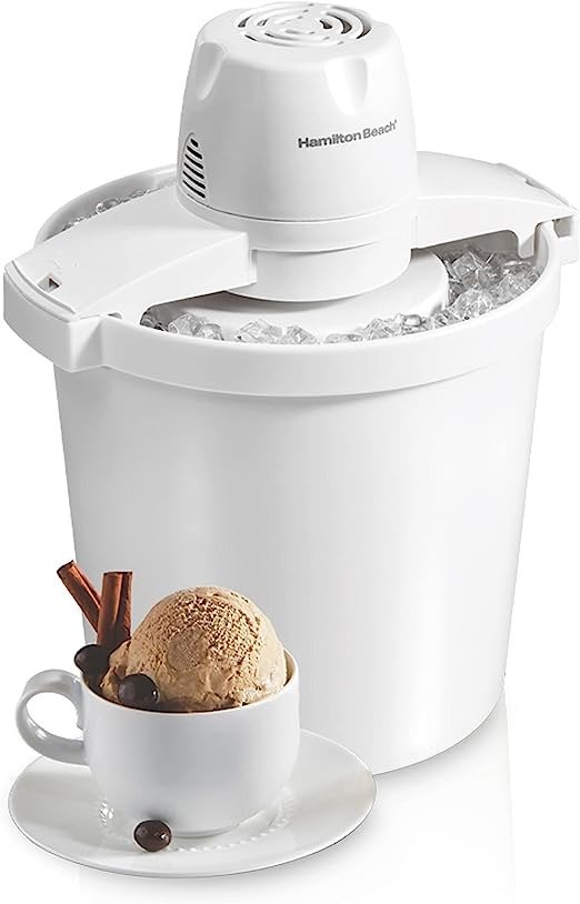 Electric Automatic Ice Cream Maker & Frozen Yogurt Machine, Makes Custard, Sorbet, Gelato and Sherbet, 4 Quart, White