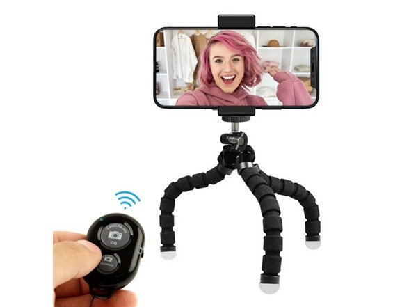 U-Stream Portable Cell Phone Tripod Stand with Wireless Remote 360° Flexible Phone Tripod for iPhone & Android Phones/GoPro/Camera
