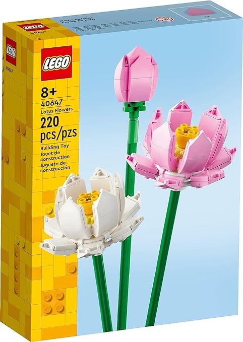 Lotus Flowers Building Kit, Artificial Flowers for Decoration, Gift Idea, Aesthetic Room Decor for Kids, Building Toy for Girls and Boys Ages 8 and Up, 40647