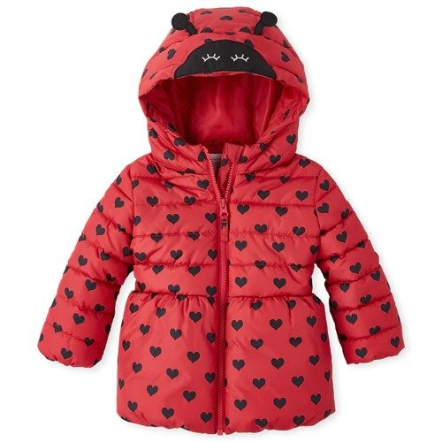 Toddler Girls Little Love Bug Heart Puffer Jacket