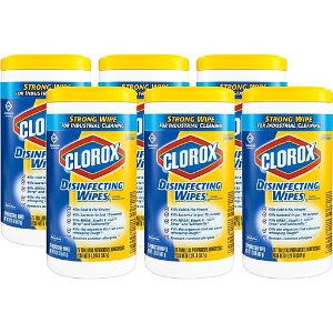 Clorox Commercial Solutions Disinfecting Wipes, Lemon Fresh Scent - 75 Wipes - 6 Canisters