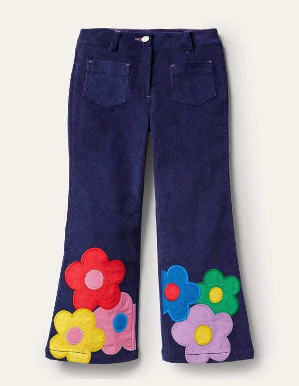 小童花朵灯芯绒长裤