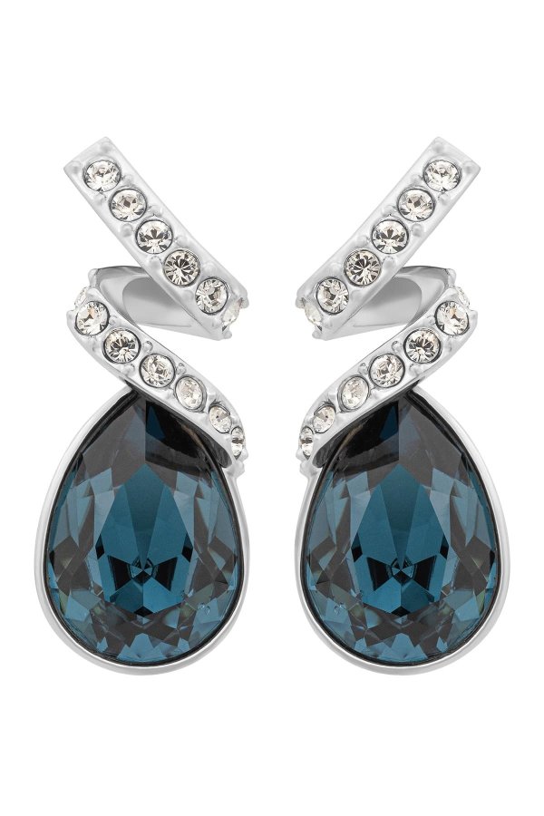 Crystal Ribbon & Pear Stud Earrings