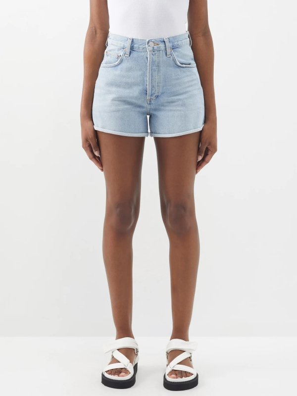 Dee rolled-hem organic-cotton denim shorts