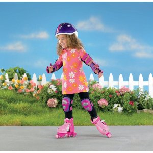 粉色旱冰鞋（可随孩子成长调节大小）