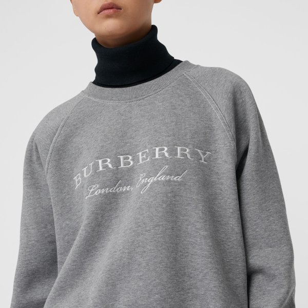 Embroidered Cotton Blend Jersey Sweatshirt