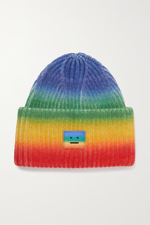 彩虹羊毛针织帽