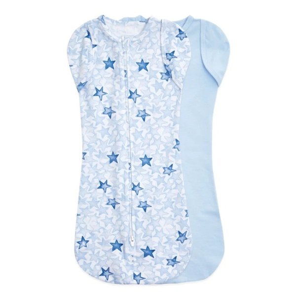Essentials Blue Star Print Snug Baby Swaddle | aden + anais