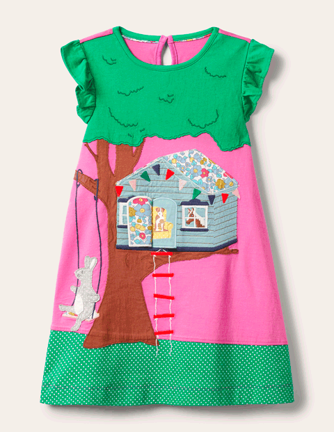 Lift The Flap Jersey Dress - Tickled Pink Tree House | Boden US