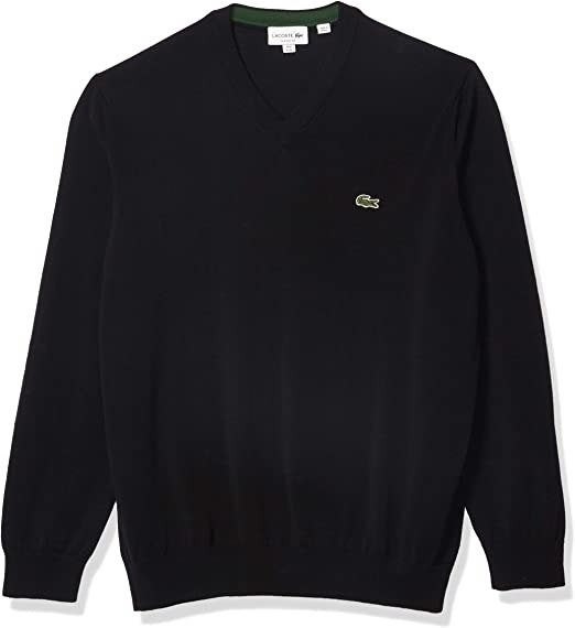 Men's Long Sleeve V Neck Cotton Jersey Sweater