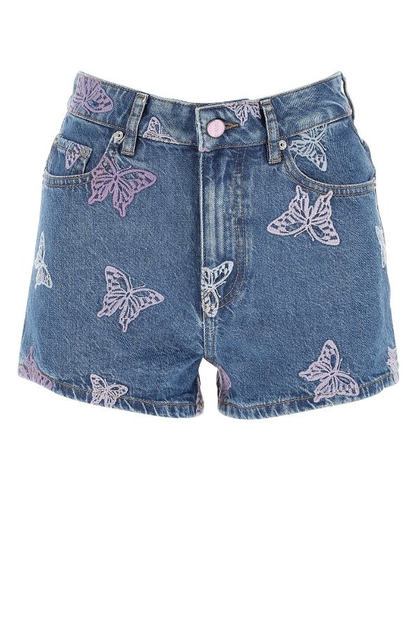 Butterfly Embroidered Denim Shorts