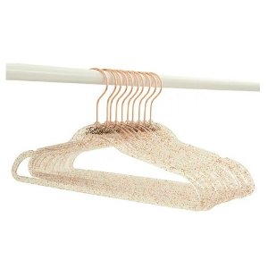 Justice Girls Non-Slip Swivel Hook Clothes Hangers, Gold Glitter, 100 Pack