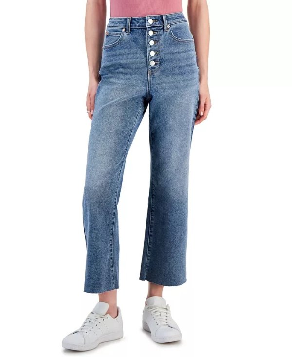Juniors' Button-Fly Ankle Flare-Leg Jeans