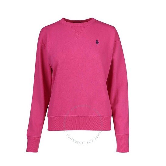Ladies Long Sleeve Fleece Sweatshirt In Pink