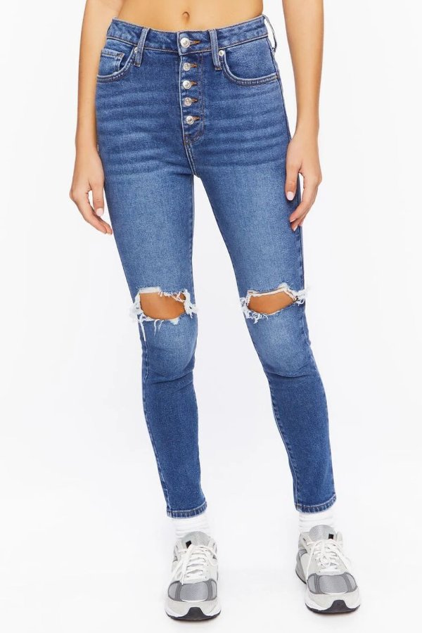 Recycled Cotton Distressed Skinny Jeans