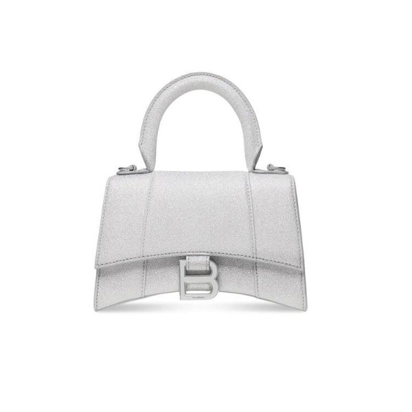 Women's Hourglass Xs Handbag Sparkling Fabric in Silver