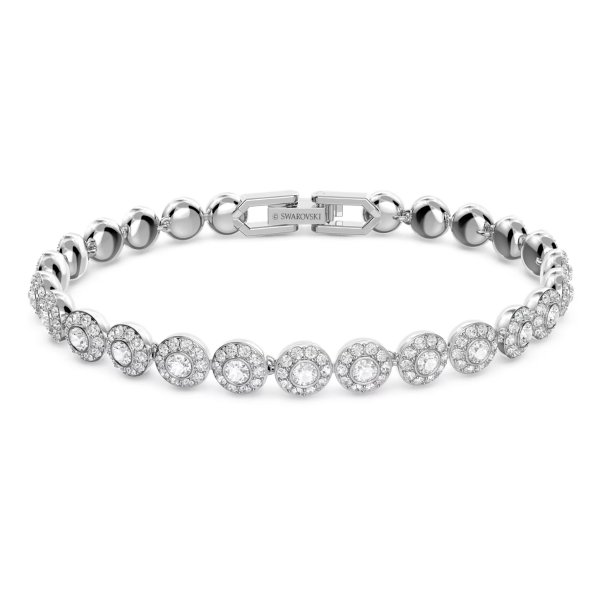 Angelic bracelet Round cut, Pave, Small, White, Rhodium plated