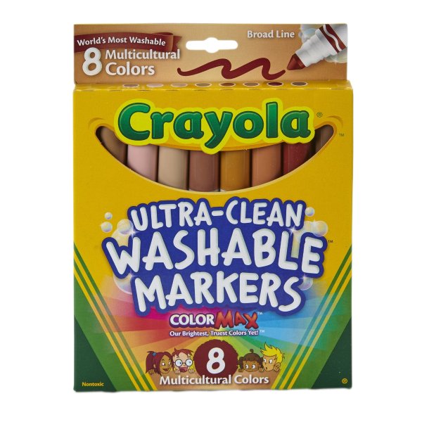 Washable Marker Set, 8-Colors, Broad, Skin Tones