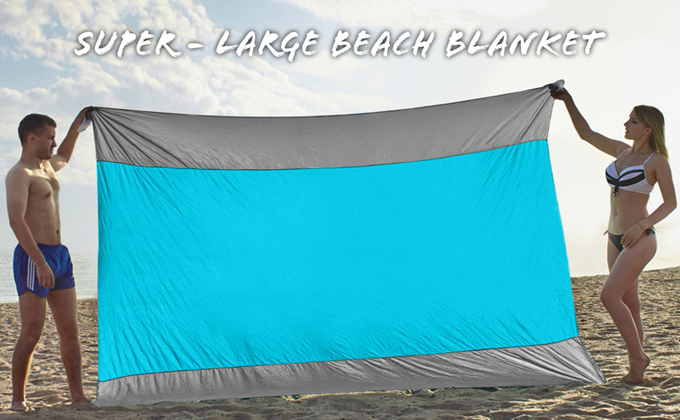 79英寸×83英寸野餐毯，适用于4-7岁成年人的防水防沙垫，超大尺寸的轻质沙滩垫，便携式野餐垫，旅行，露营，远足，可装袋的防沙垫