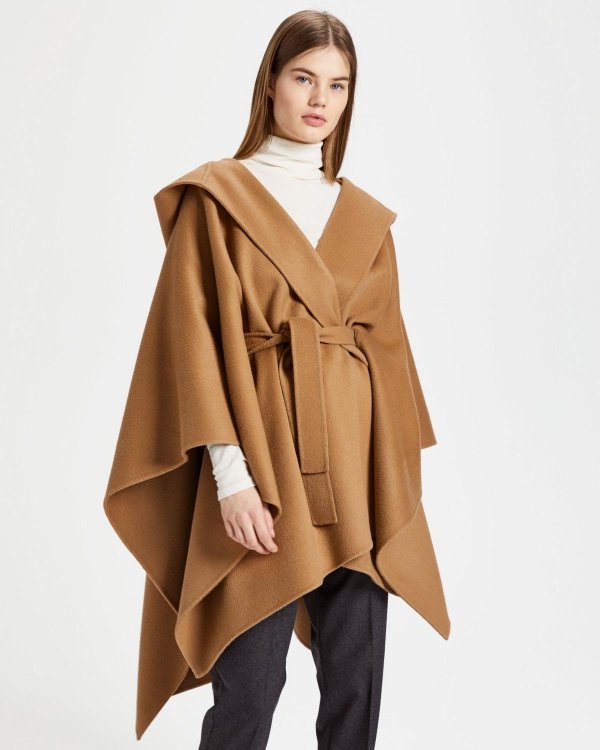 Wool-Cashmere Hooded Poncho