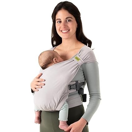 Bliss Hybrid Baby Carrier Newborn to Toddler - 2-in-1 Baby Wrap & Baby Carrier - Pre-Wrapped Baby Sling Wrap Newborn - Certified Hip-Healthy - Soft & Stretchy Baby Sling Carrier- 7-35 lbs (Grey)