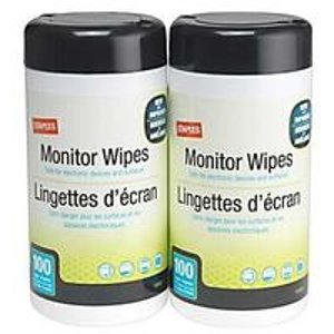 Staples 100片 显示器擦拭纸巾 2个装