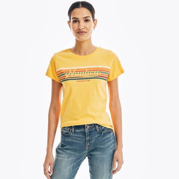 SUSTAINABLY CRAFTED CHEST-STRIPE GRAPHIC T-SHIRT
