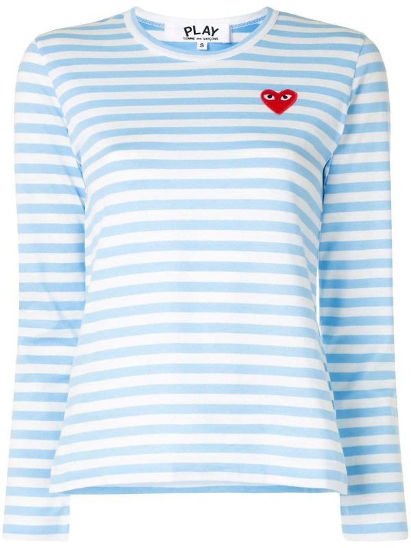 striped logo-patch long sleeved T-shirt