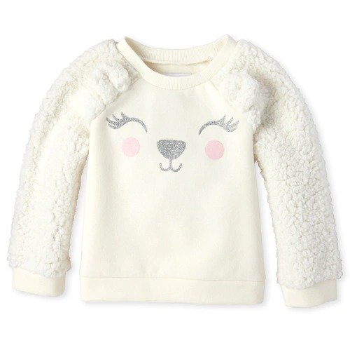 Baby And Toddler Girls Glitter Polar Bear Sherpa Fleece Sweatshirt