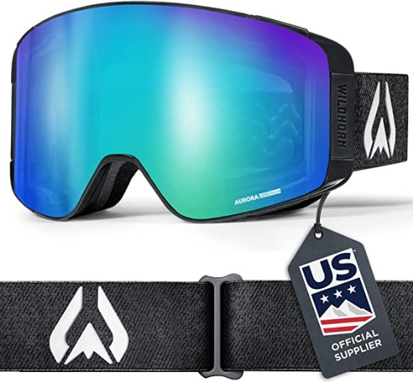 Wildhorn Pipeline Ski Goggles - US Ski Team Supplier - Ski Goggles Men, Women & Youth- Interchangeable Magnetic Lenses