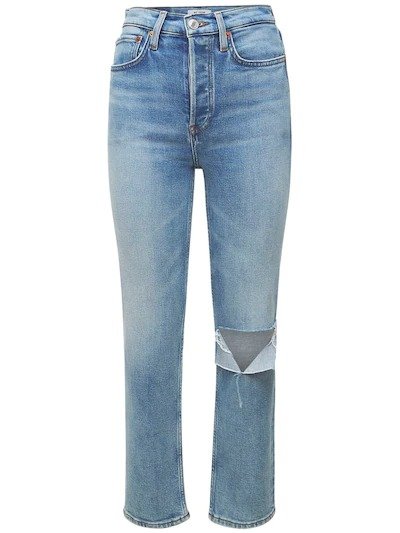70S STOVE PIPE DISTRESSED COTTON JEANS