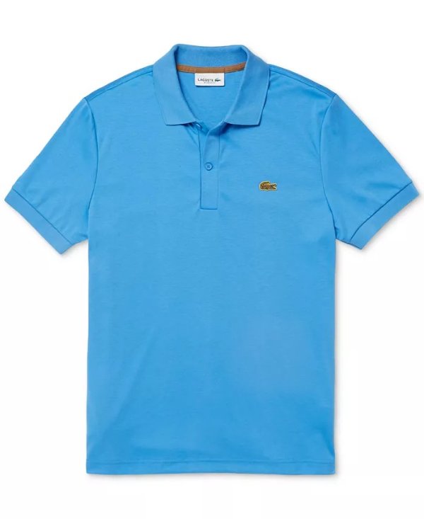Men's Short Sleeve Button-Placket Logo Polo Shirt
