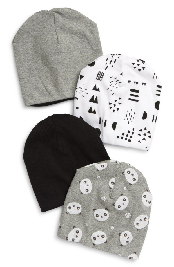 Assorted 4-Pack Organic Cotton Beanies
