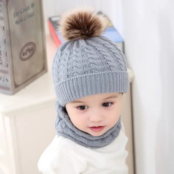 儿童毛线帽+围巾套装