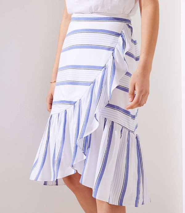 Striped Ruffle Wrap Skirt | LOFT