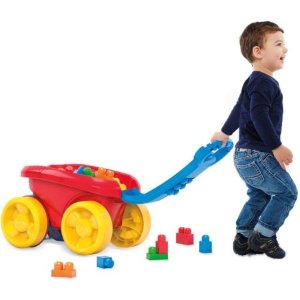 Mega Bloks 自动收纳手拉车玩具，拖动可捡起积木颗粒