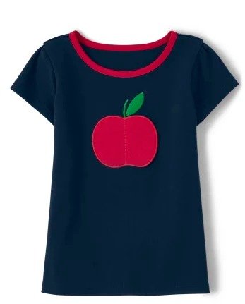 Girls Short Sleeve Peek-A-Boo Flap Art Embroidered Apple Patch Top - Teacher's Favorite | Gymboree