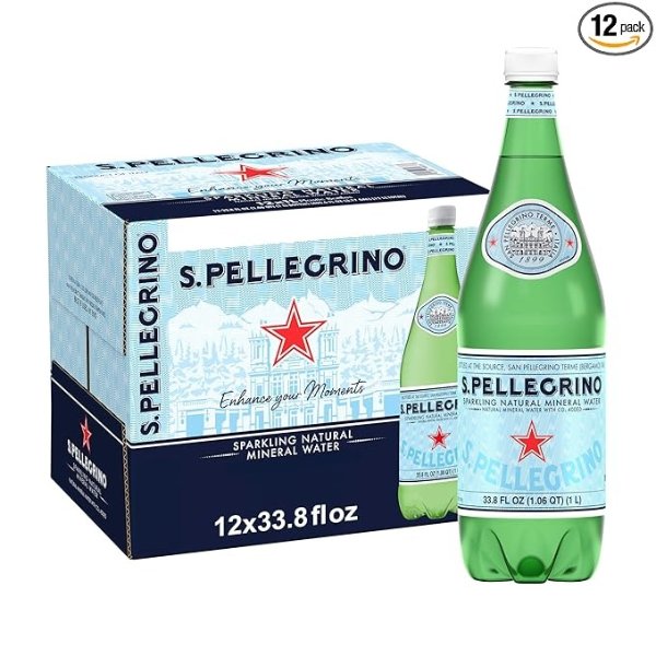 S.Pellegrino Sparkling Natural Mineral Water, 33.8 fl oz. (Pack of 12) @ Amazon