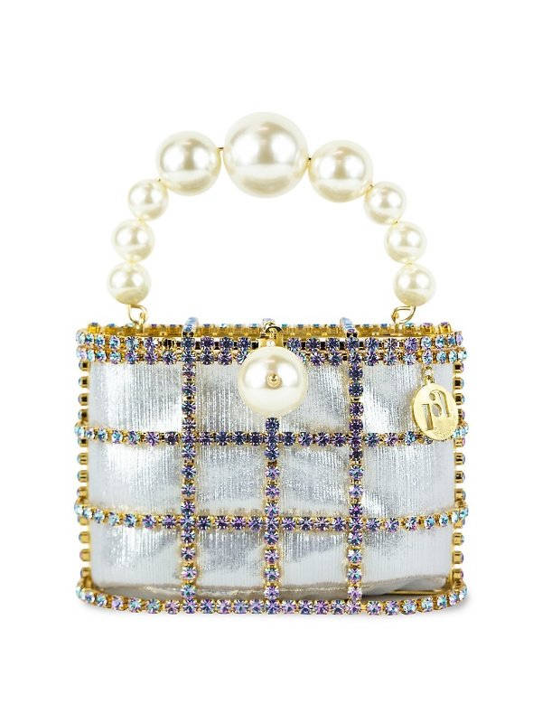 Holli Shiny Crystal-Embellished Top Handle Bag