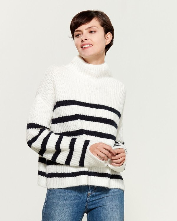 Striped Funnel Neck Sweater