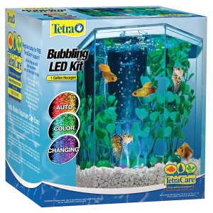 Tetra 29040 Hexagon Aquarium Kit with LED Bubbler, 1-Gallon (Packaging may vary)