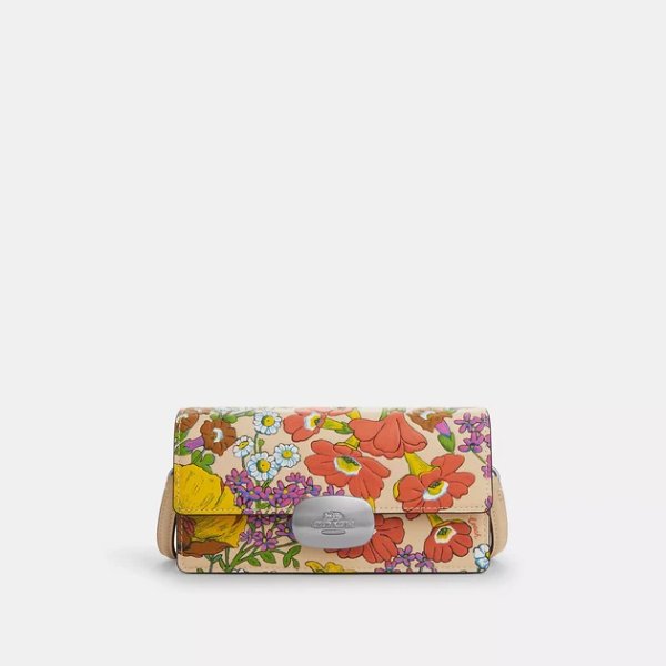 eliza small flap crossbody with floral print