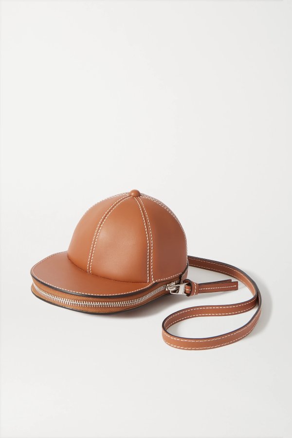 Cap leather shoulder bag