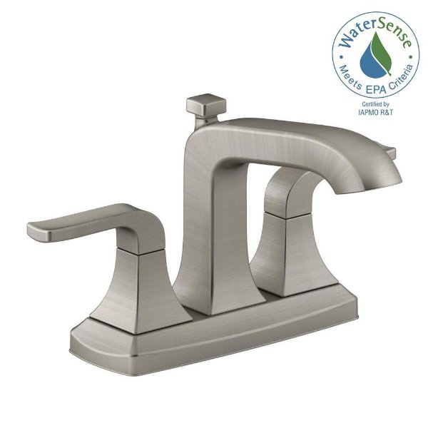 KOHLER Rubicon 4 in. Centerset 2-Handle Bathroom Faucet in Vibrant Brushed Nickel-K-R76215-4D-BN - The Home Depot