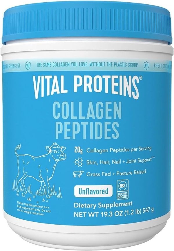 Collagen Peptides Powder, Promotes Hair, Nail, Skin, Bone and Joint Health, Unflavored 19.3 OZ