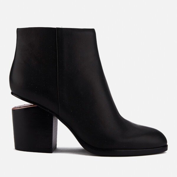 Women's Gabi Leather Heeled Ankle Boots - Black/Rose Gold