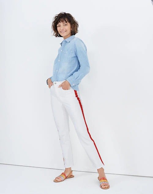 Stovepipe Jeans in Tile White: Tuxedo Stripe Edition