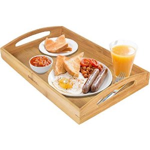Greenco Rectangle Bamboo Butler Serving Tray With Handles @ Amazon