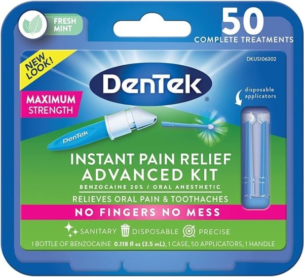 Instant Oral Pain Relief Maximum Strength Kit for Toothaches | 50 Count